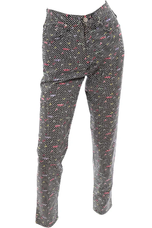 1990s Versace Jeans Couture Black & White Check Pants w/ Colorful Monogram