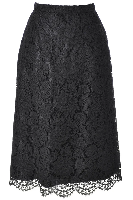 Ramuz Geneve Black Lace Overlay Vintage Skirt