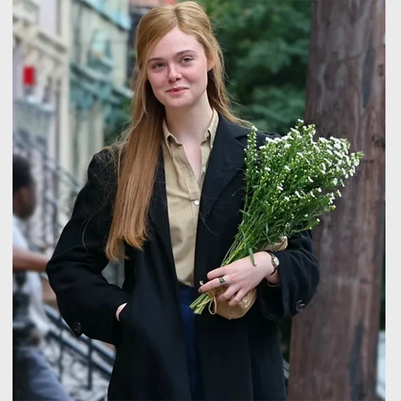 A Complete Unknown Elle Fanning Black Coat