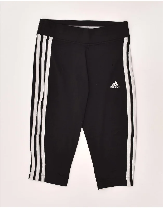 ADIDAS Womens Capri Tracksuit Trousers UK 10 Small Black Polyamide