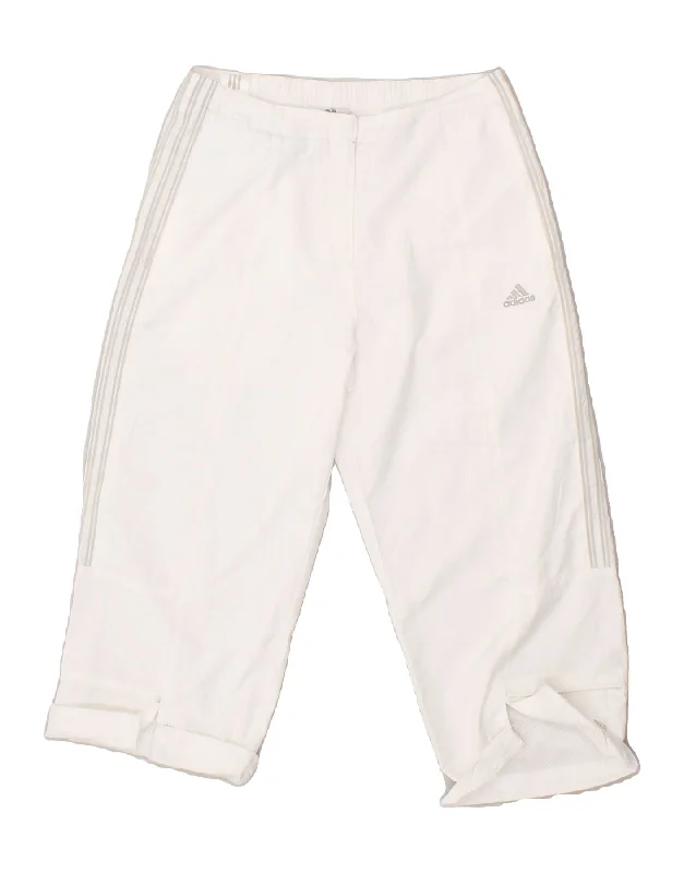 ADIDAS Womens Capri Tracksuit Trousers UK 10 Small  White Polyester