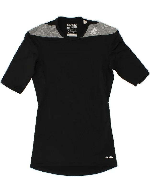 ADIDAS Womens Climalite T-Shirt Top UK 14 Medium Black Colourblock