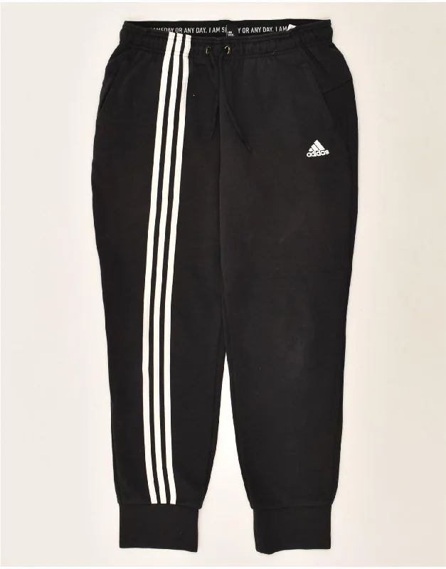 ADIDAS Womens Tracksuit Trousers Joggers UK 12/14 Medium Black Cotton