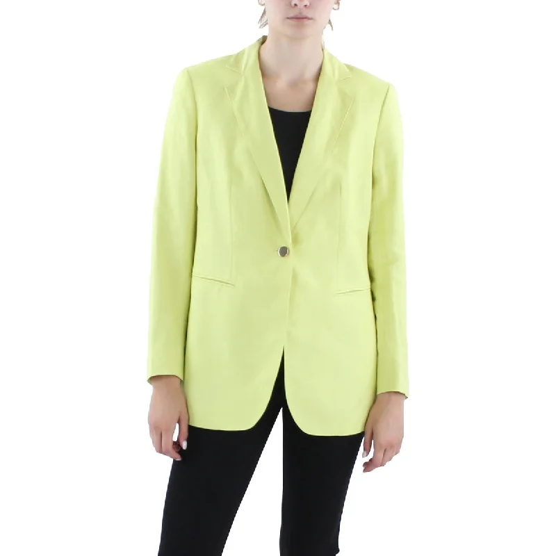 Anne Klein Womens Linen One-Button Blazer