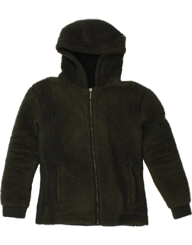 BEAR Womens Hooded Fleece Jacket UK 14 Large Khaki Polyester