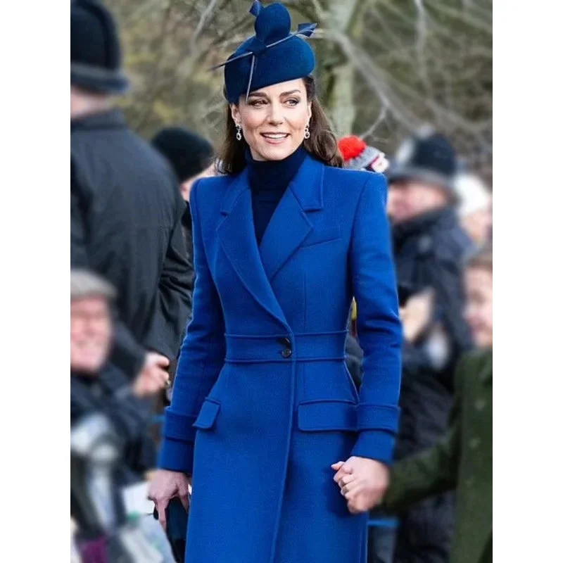 Blue  Kate Middleton Christmas Day Service Coat