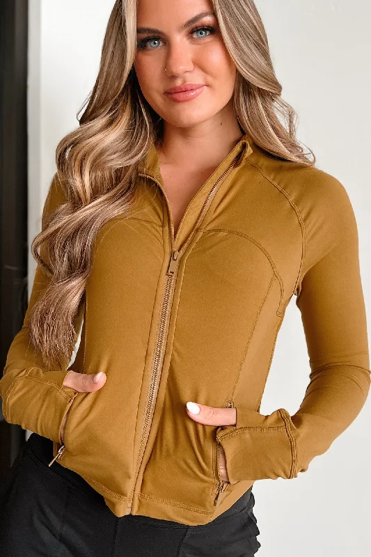 Catch My Breath Zip-Up Crop Jacket (Gold Spice)