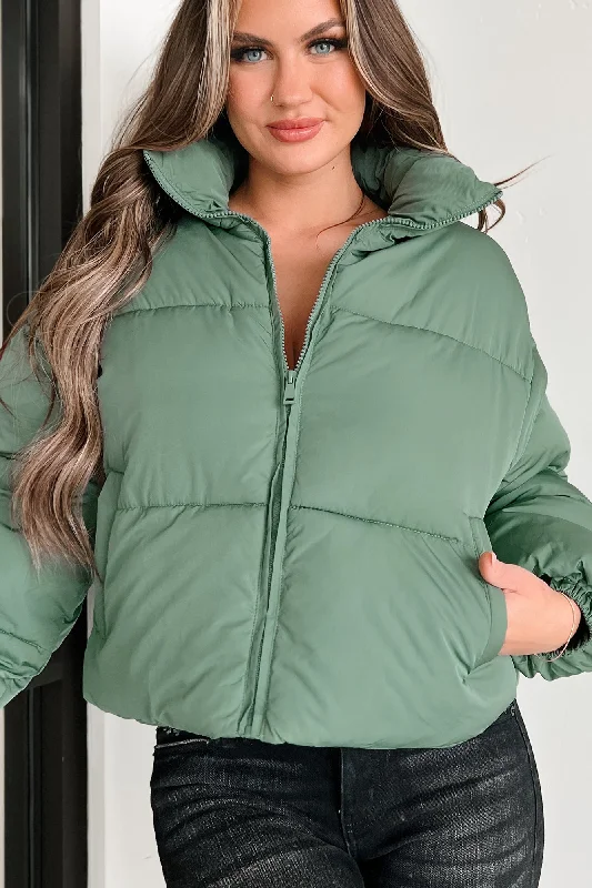 Changing Climate Detachable Sleeve Puffer Jacket (Green)