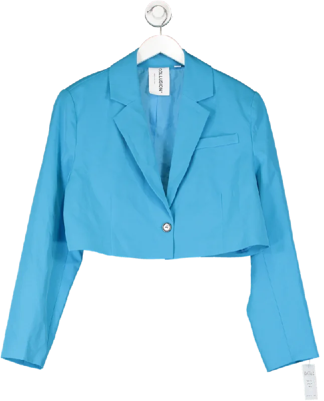 Collusion Blue Cropped Blazer Jacket UK 8