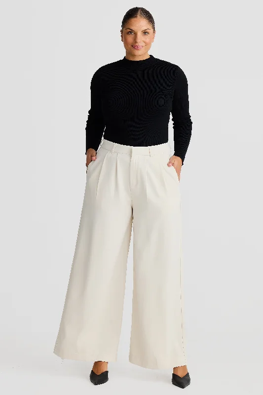 Core Wide Leg Tailored Pant - Almond