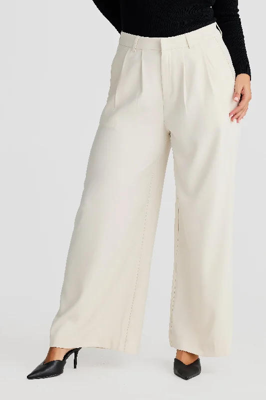 Core Wide Leg Tailored Pant - Almond