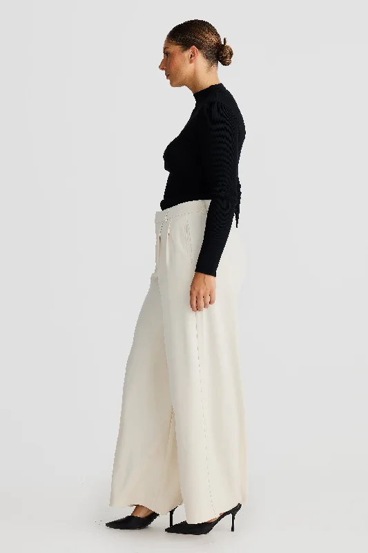 Core Wide Leg Tailored Pant - Almond