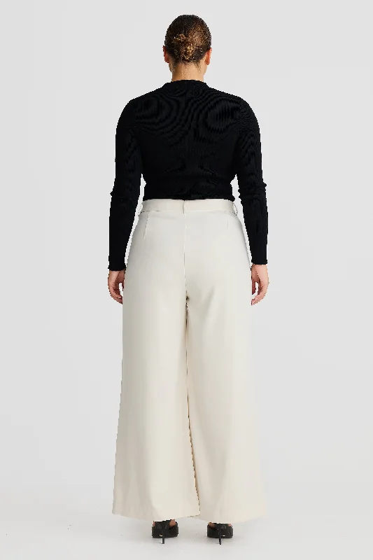 Core Wide Leg Tailored Pant - Almond