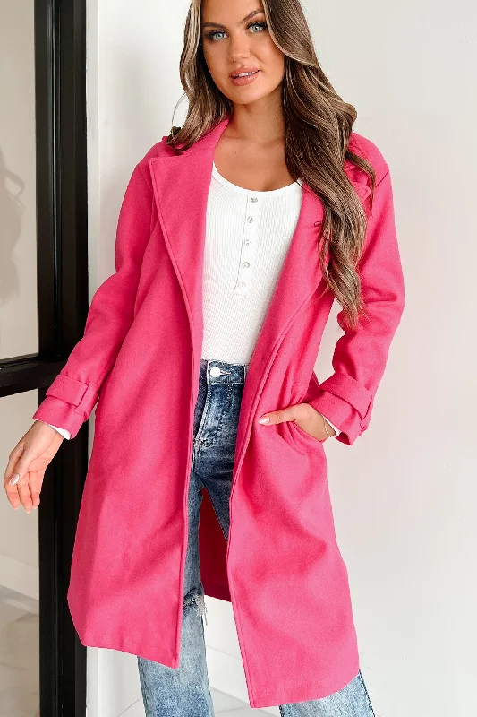 Eastern Winds Midi Length Coat (Fuchsia)