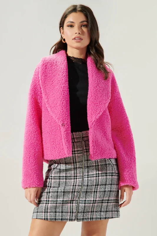 Edwina Faux Sherpa Shawl Collar Jacket