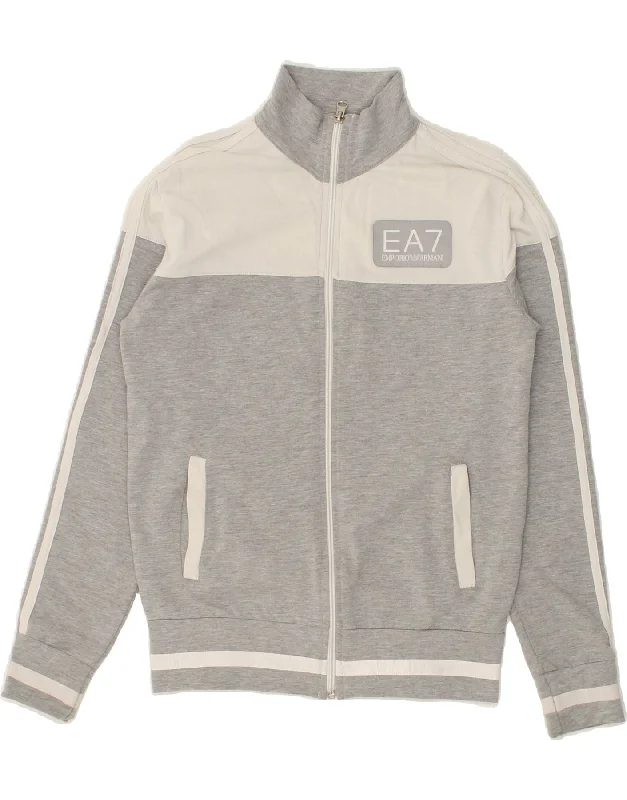 EMPORIO ARMANI Womens Graphic Tracksuit Top Jacket UK 10 Small Grey