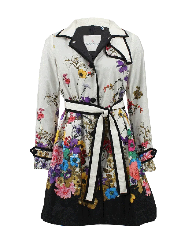 Floral Print Trench With Belt