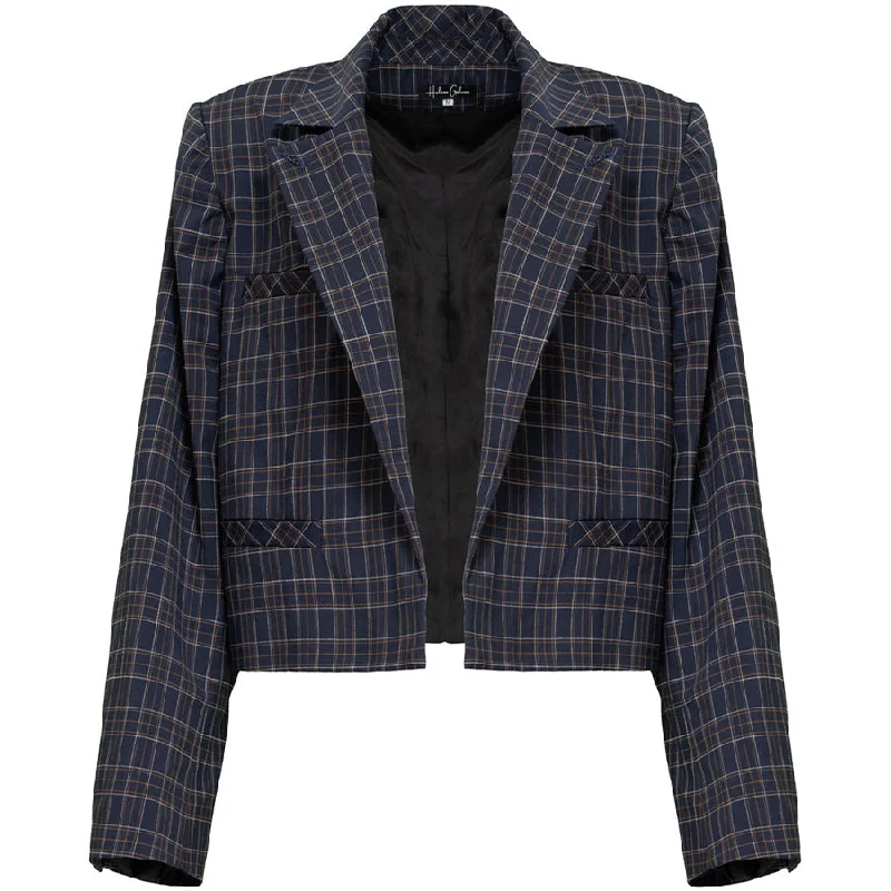 CROPPED JACKET ""HAGER"" IN CHECKED BLUE