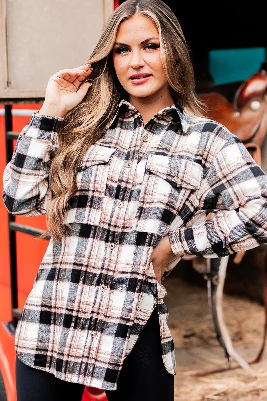 In A Fall Frenzy Plaid Shacket (Black/Rust)