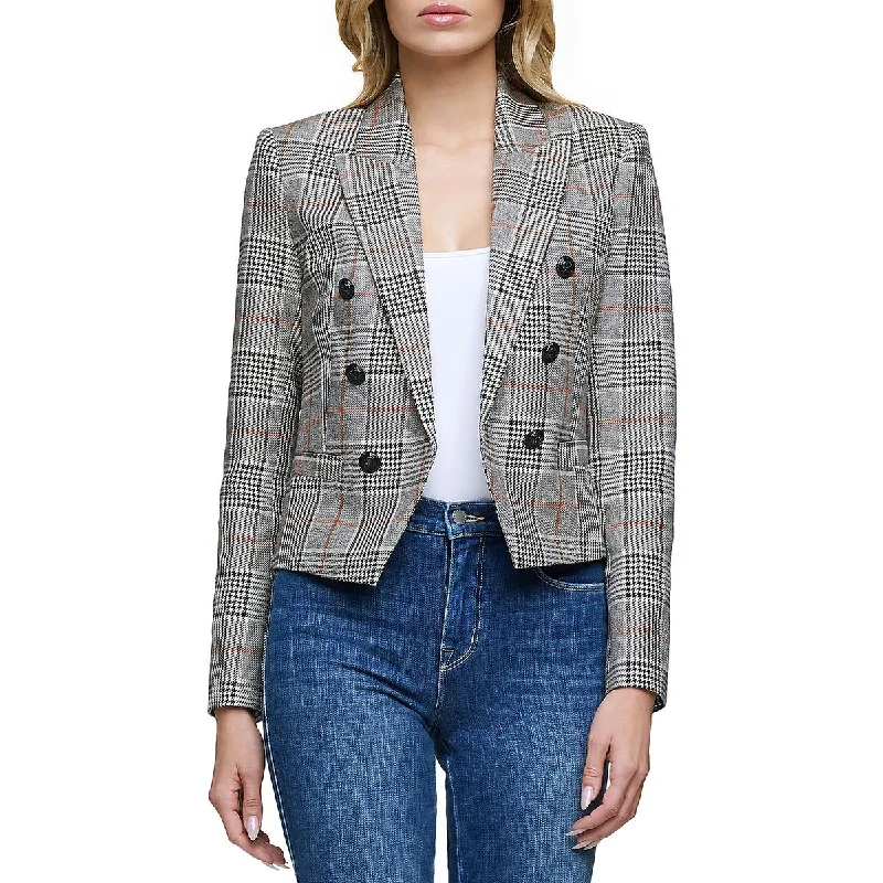 L'Agence Womens Plaid Open Front Double-Breasted Blazer