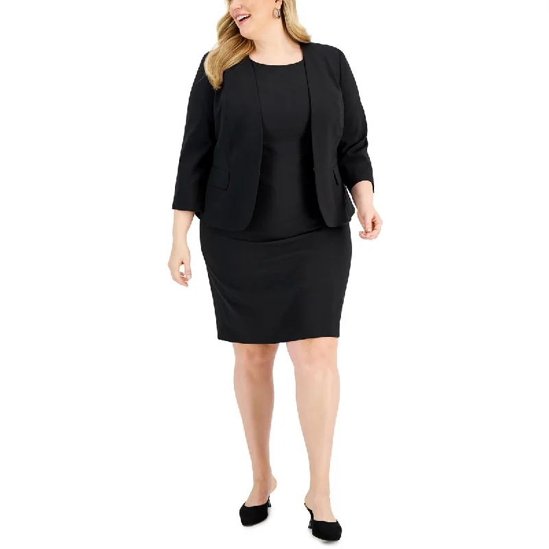 Le Suit Womens Plus Office Business Collarless Blazer