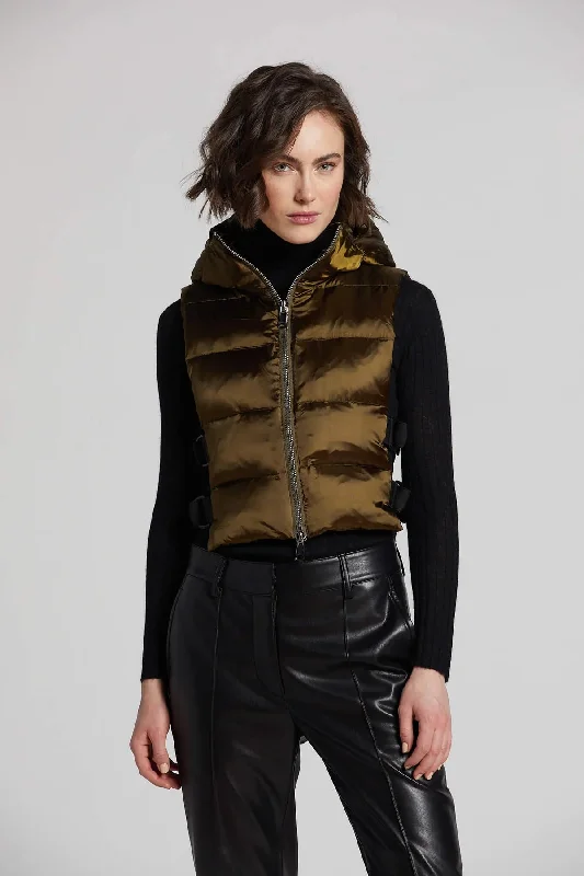 Lola Quilted Full Zip Vest - Olive