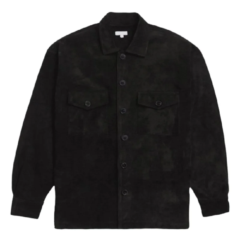 Men's Black Suede Leather Over-Shirt