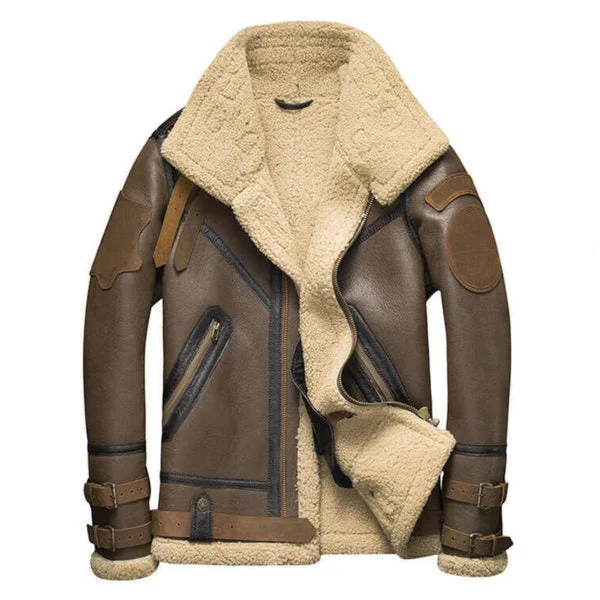 Men's Brown Sheepskin Shearling Bomber Jacket