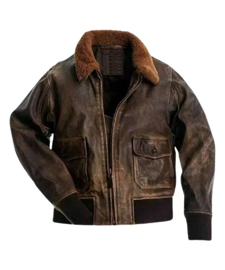 Men's Distressed Brown Flight Bomber Jacket