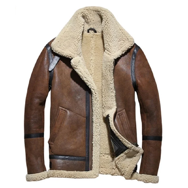 Men's Distressed Dark Brown Shearling Leather Jacket