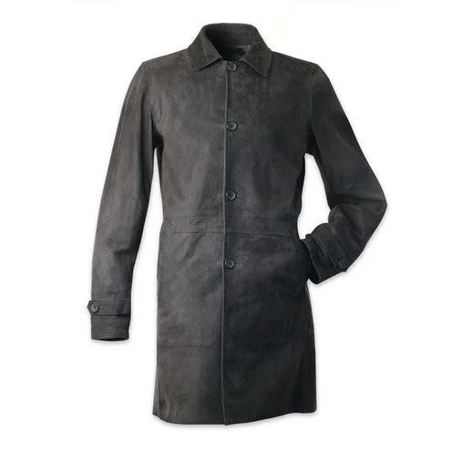 Men's Reversible Black Leather Suede Coat