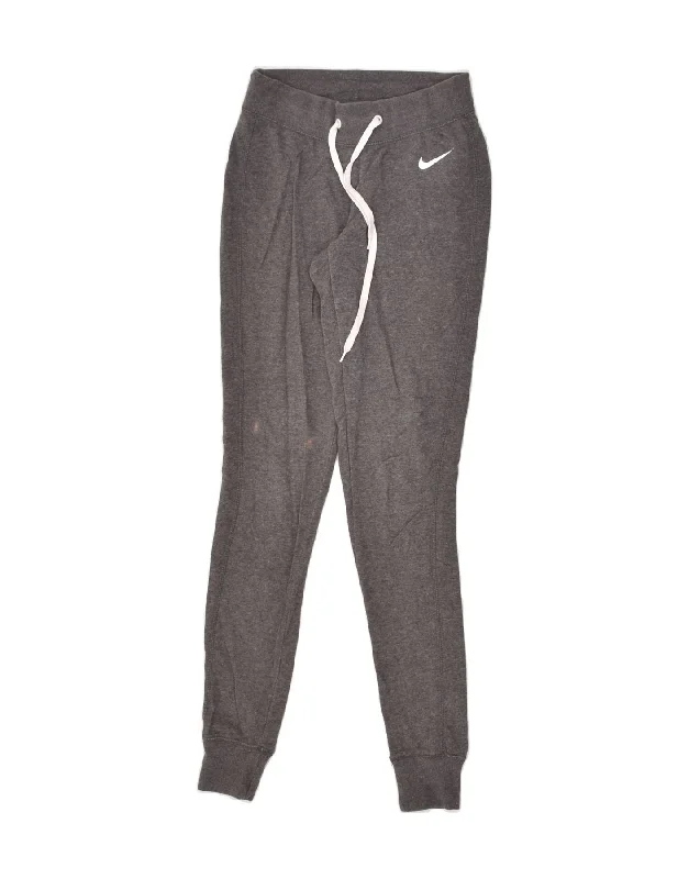 NIKE Womens Tracksuit Trousers Joggers UK 6 XS Grey Cotton