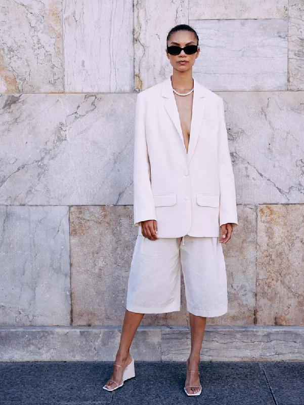 OVERSIZED VISCOSE BLAZER ""BOUVIER"" IN NATURAL WHITE