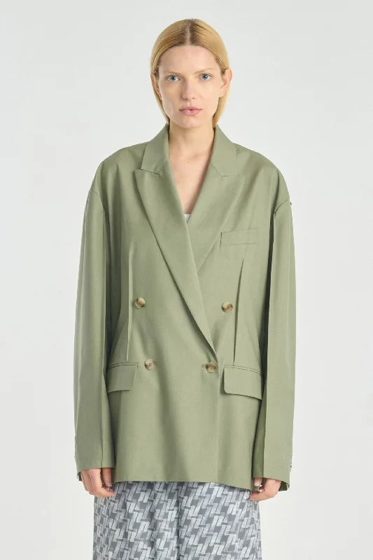 Pistachio tropical wool oversized jacket