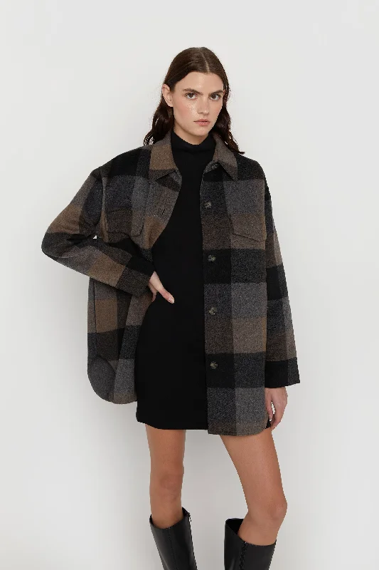 PLAID WOOL BLEND SHACKET