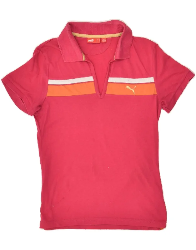 PUMA Womens Polo shirt UK 12 Medium Pink Polyester