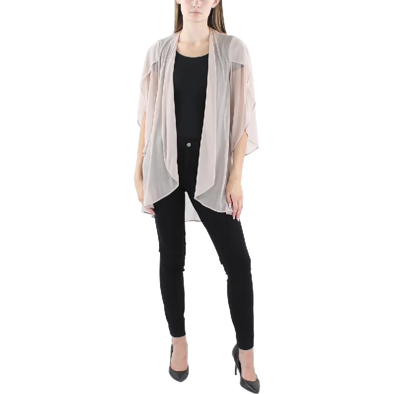 R&M Richards Womens Open Front Cardigan Collarless Blazer