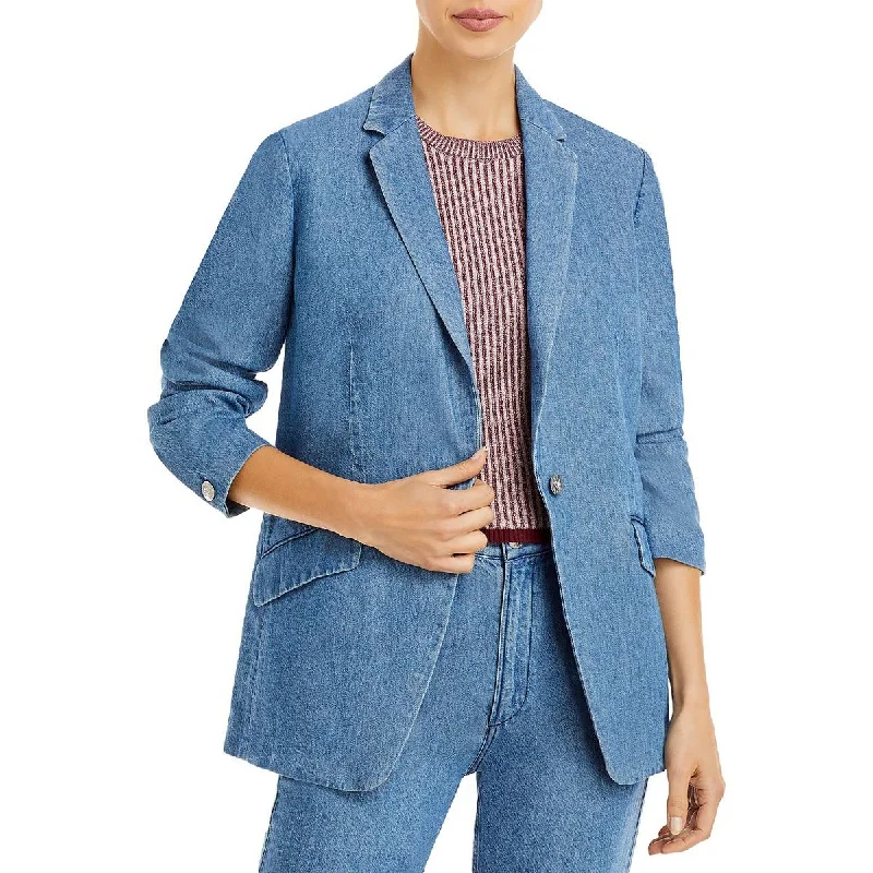 Rag & Bone Womens Margot Linen Notch Collar One-Button Blazer