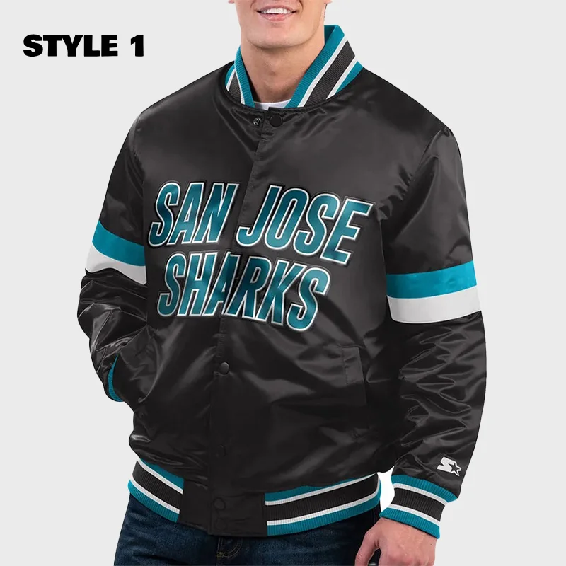 San Jose Sharks Home Game Black Satin Jacket