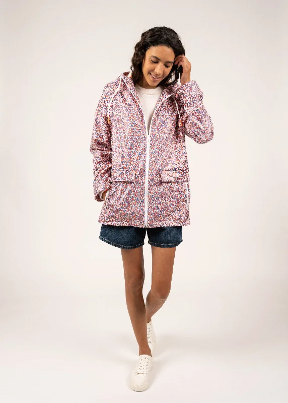 STE GABRIELLE - Waterproof Patterned Rain Jacket with Fancy Drawstrings (CAP INDIGO)