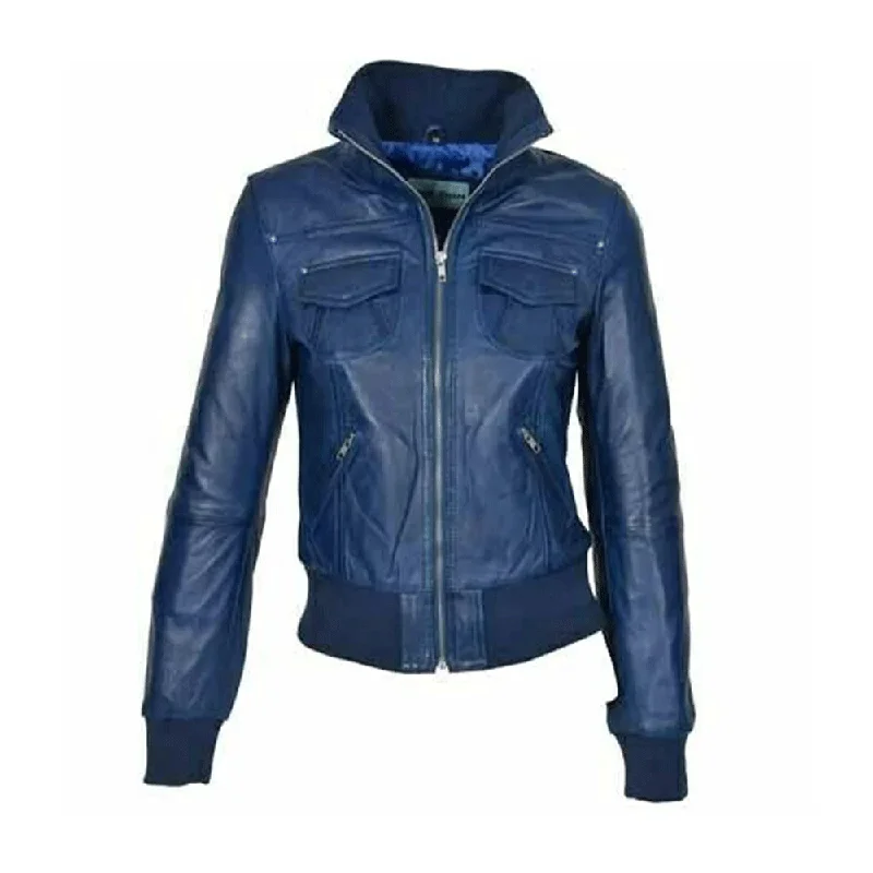 Women's Biker Classic Bomber Leather Jacket