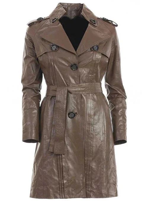 Women's Chocolate Brown Leather Long Coat