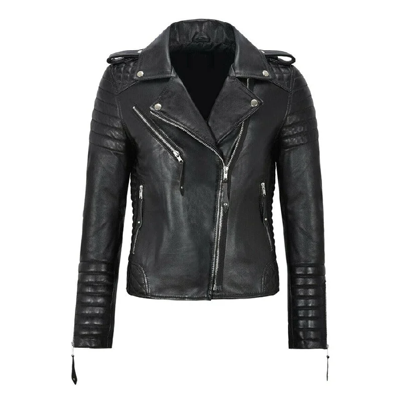 Women's Classic Biker Real Leather Jacket