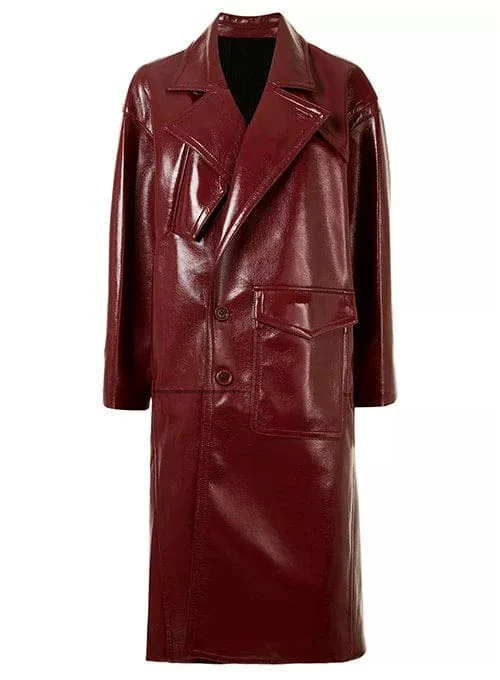 Women's Dark Brown Long Leather Coat