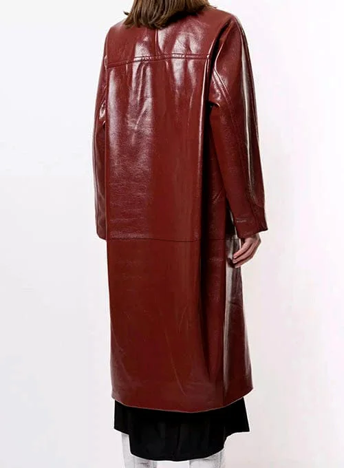 Women's Dark Brown Long Leather Coat