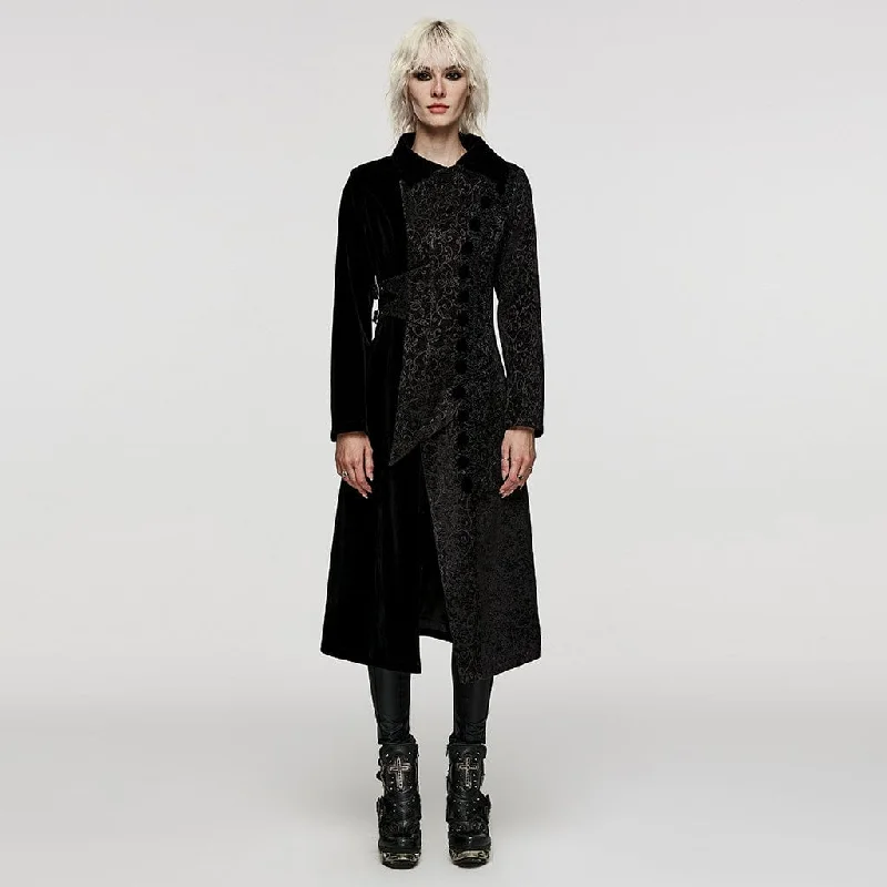 Women's Gothic Stand Collar Velvet Splice Coat