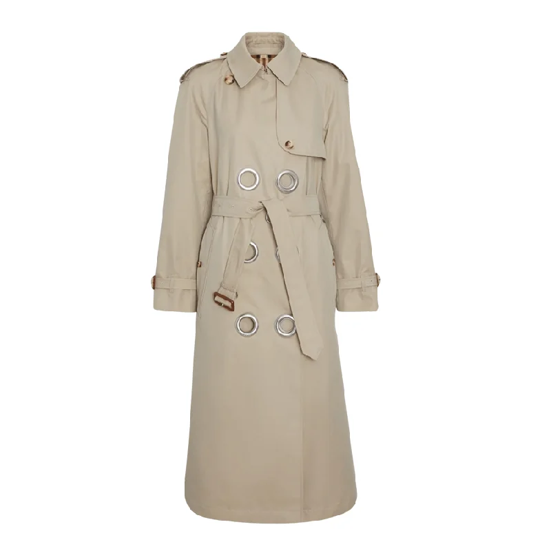 Women's Grommet Cotton Gabardine Trench Coat