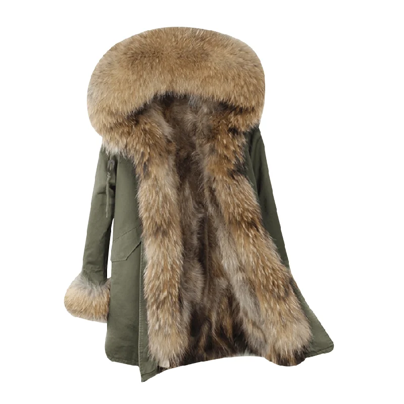 Women's Faux Fur Lining Hooded Long Coat