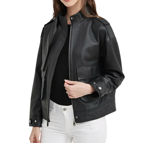 Womens Raya Genuine Lambskin Leather Jacket