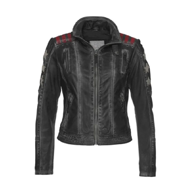 Women's Sheepskin Biker Leather Jacket